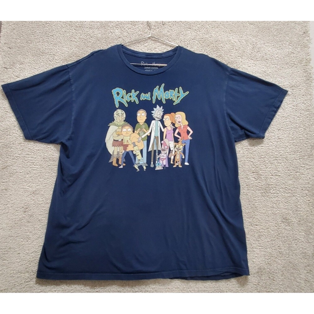 Adult Swim T-Shirt Men's 2X‎ Navy Blue Rick And Morty Graphic Pullover Crew Neck